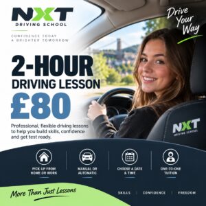 Learner driver taking a 2-hour driving lesson with NXT Driving School