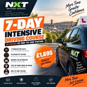 NXT Driving School 7-day intensive driving course with 28 hours of one-to-one tuition