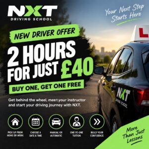 NXT Driving School new driver offer – 2 hour driving lesson for £40